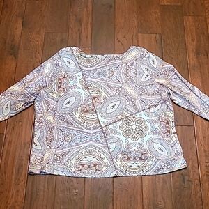 Ruby Rd women's paisley print 3/4 length sleeve shirt size 3X